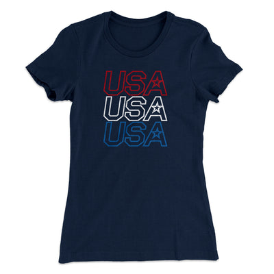 Usa Usa Usa Women's T-Shirt Midnight Navy | Funny Shirt from Famous In Real Life