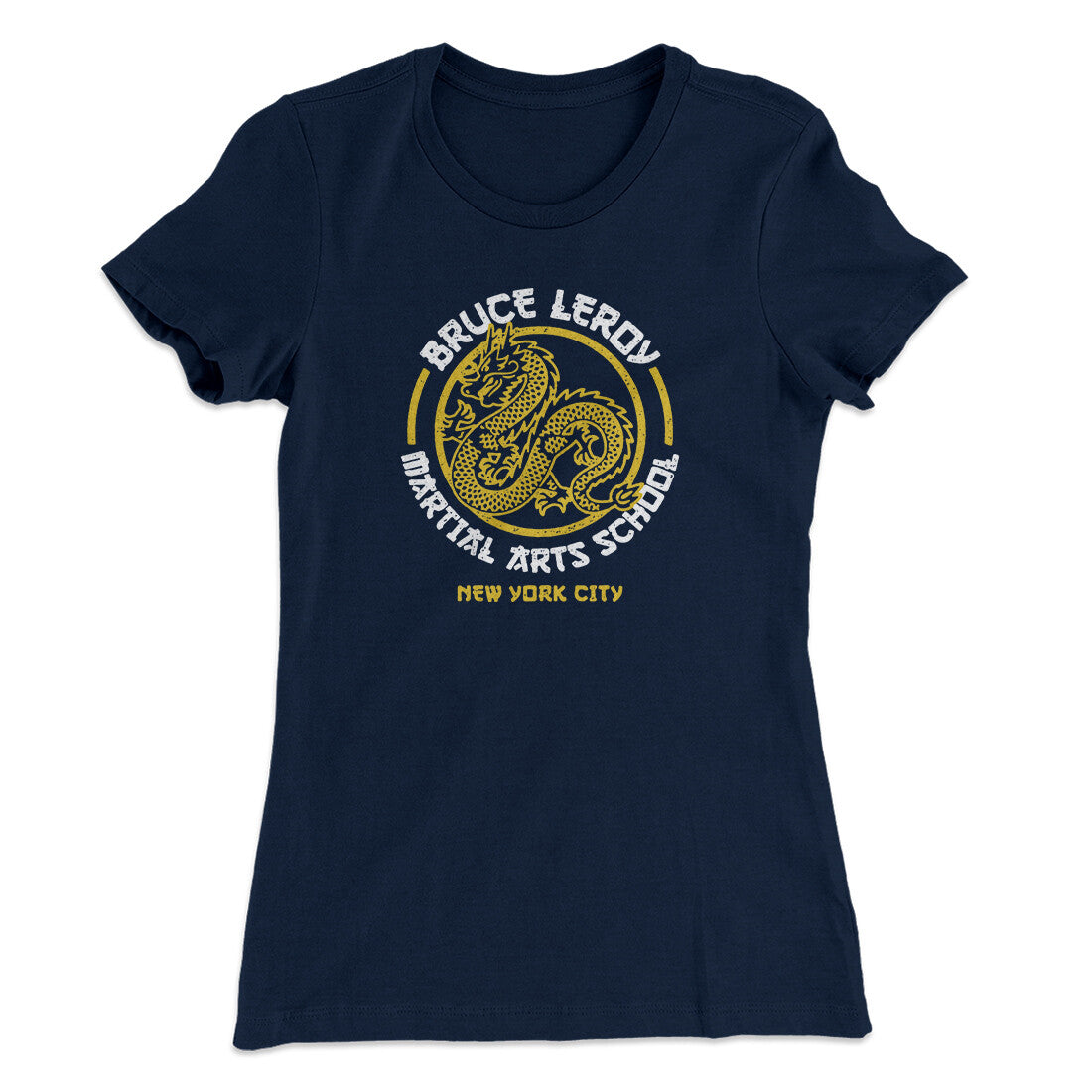 Bruce Leroy Martial Arts School Women's T-Shirt Midnight Navy | Funny Shirt from Famous In Real Life