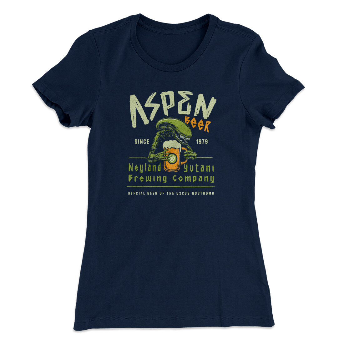 Aspen Beer Women's T-Shirt Midnight Navy | Funny Shirt from Famous In Real Life