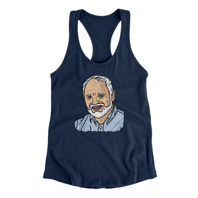 Hide The Pain Harold Funny Women's Racerback Tank Midnight Navy | Funny Shirt from Famous In Real Life