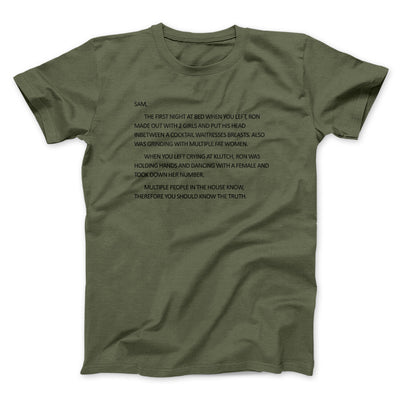 Letter To Sam Men/Unisex T-Shirt Military Green | Funny Shirt from Famous In Real Life