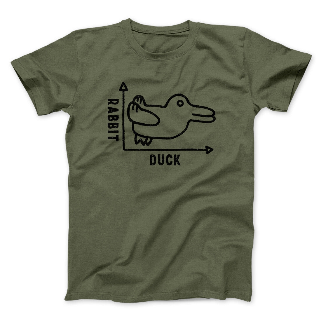 Rabbit Duck Graph Men/Unisex T-Shirt Military Green | Funny Shirt from Famous In Real Life