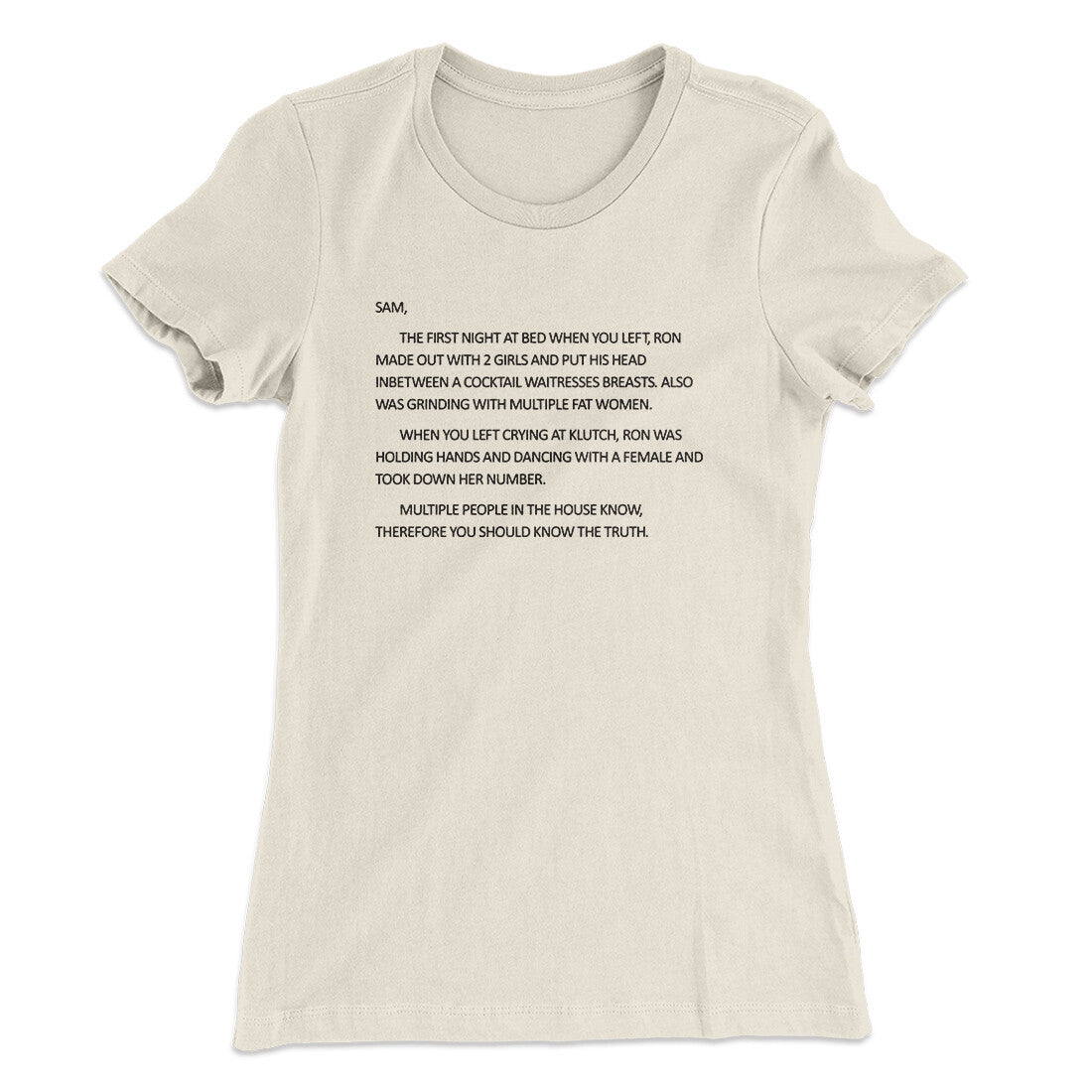 Letter To Sam Women's T-Shirt Natural | Funny Shirt from Famous In Real Life