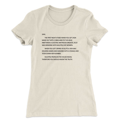 Letter To Sam Women's T-Shirt Natural | Funny Shirt from Famous In Real Life
