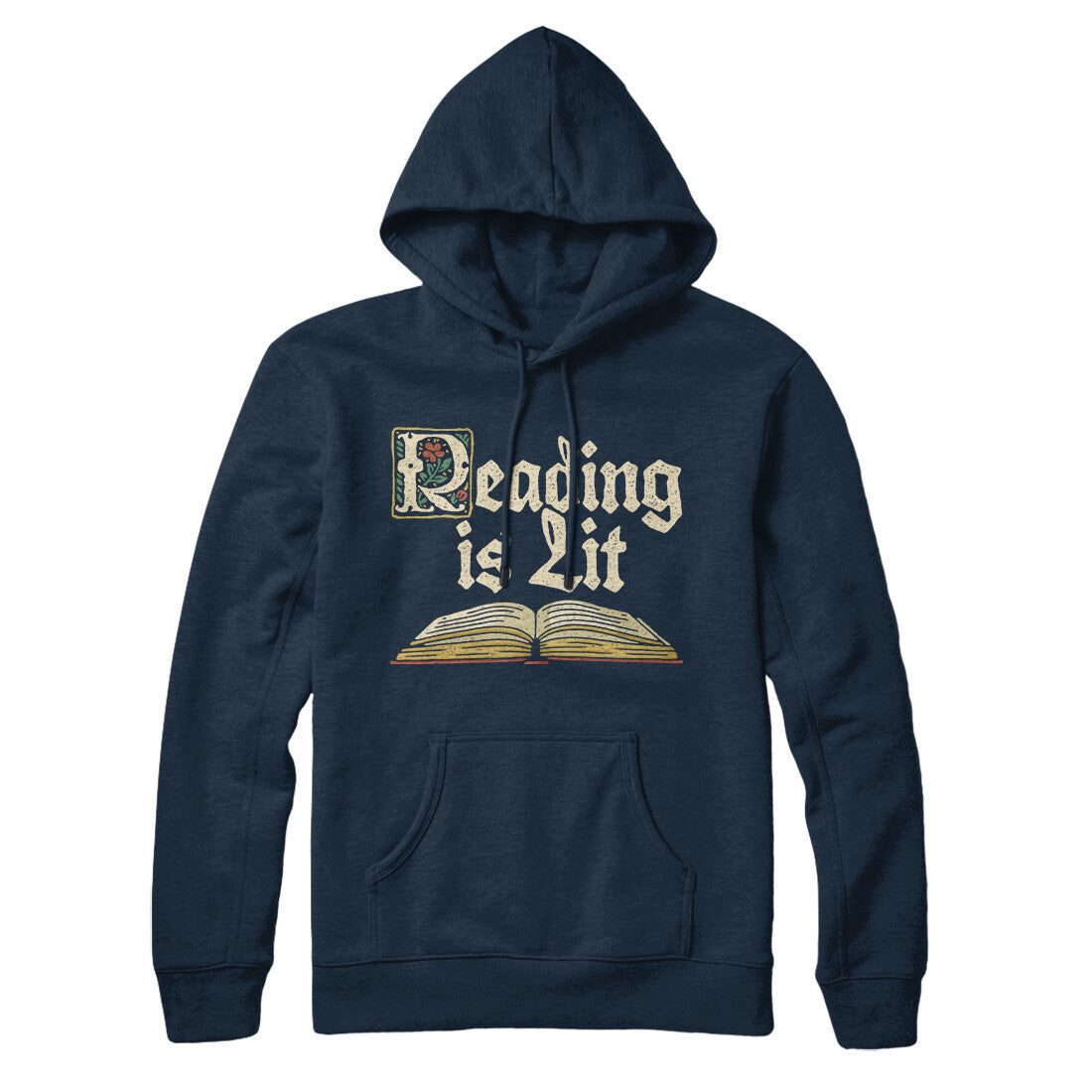Reading Is Lit Hoodie Navy Blue | Funny Shirt from Famous In Real Life