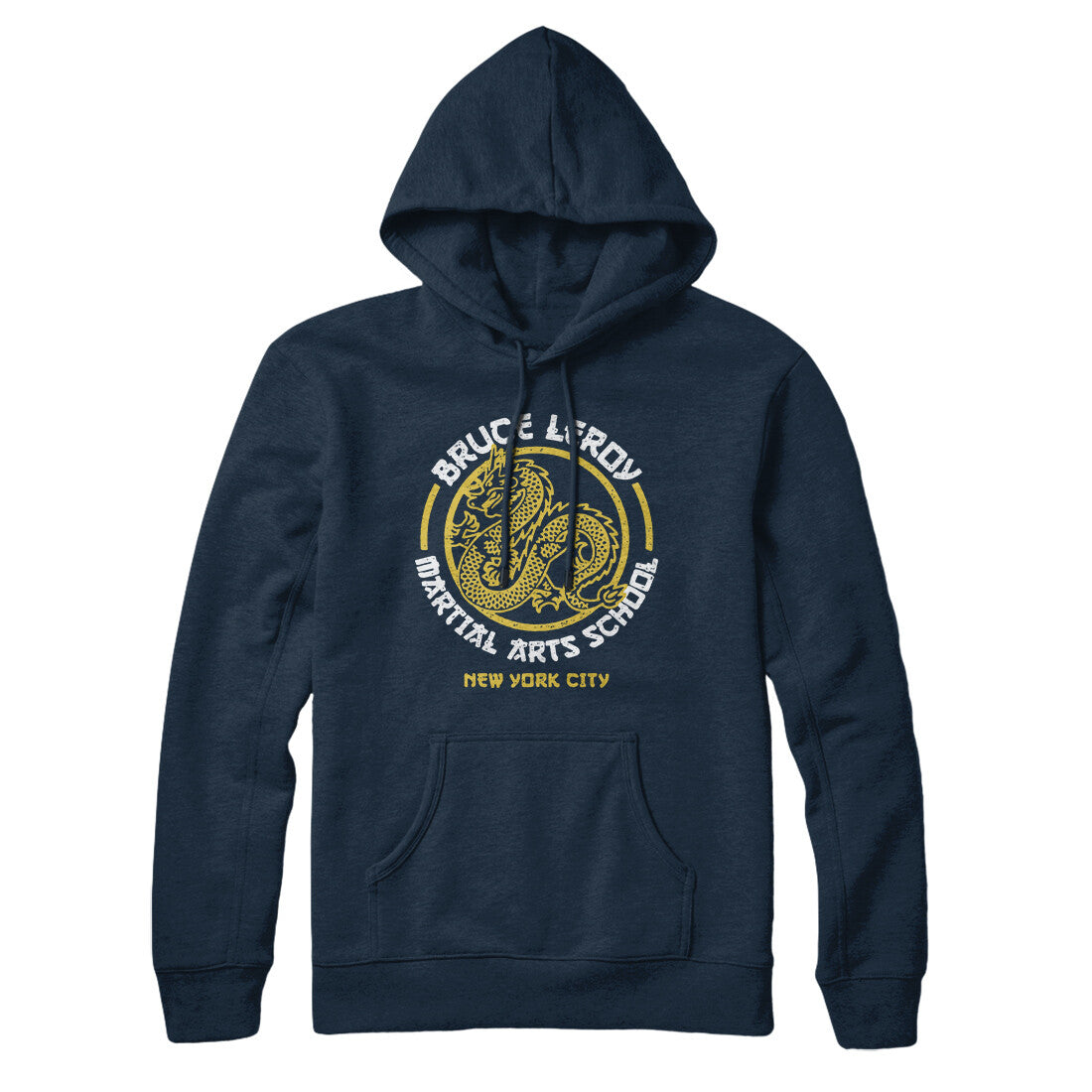Bruce Leroy Martial Arts School Hoodie Navy Blue | Funny Shirt from Famous In Real Life