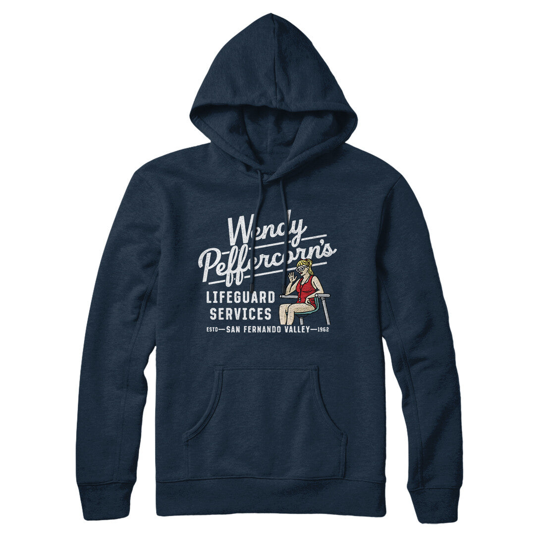 Wendy Peffercorn’s Lifeguard Services Hoodie Navy Blue | Funny Shirt from Famous In Real Life