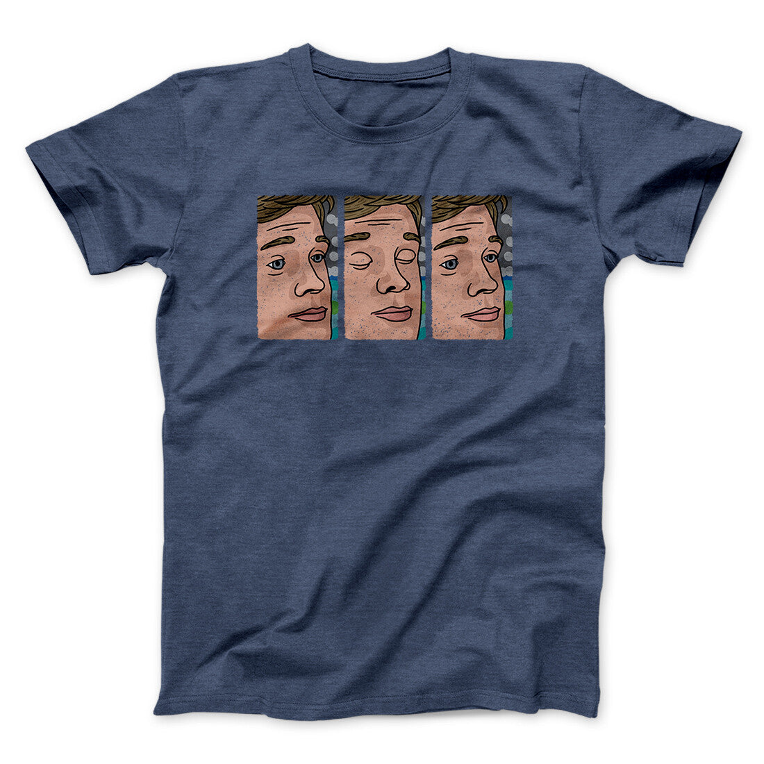 Blinking Guy Meme Funny Men/Unisex T-Shirt Navy Heather | Funny Shirt from Famous In Real Life