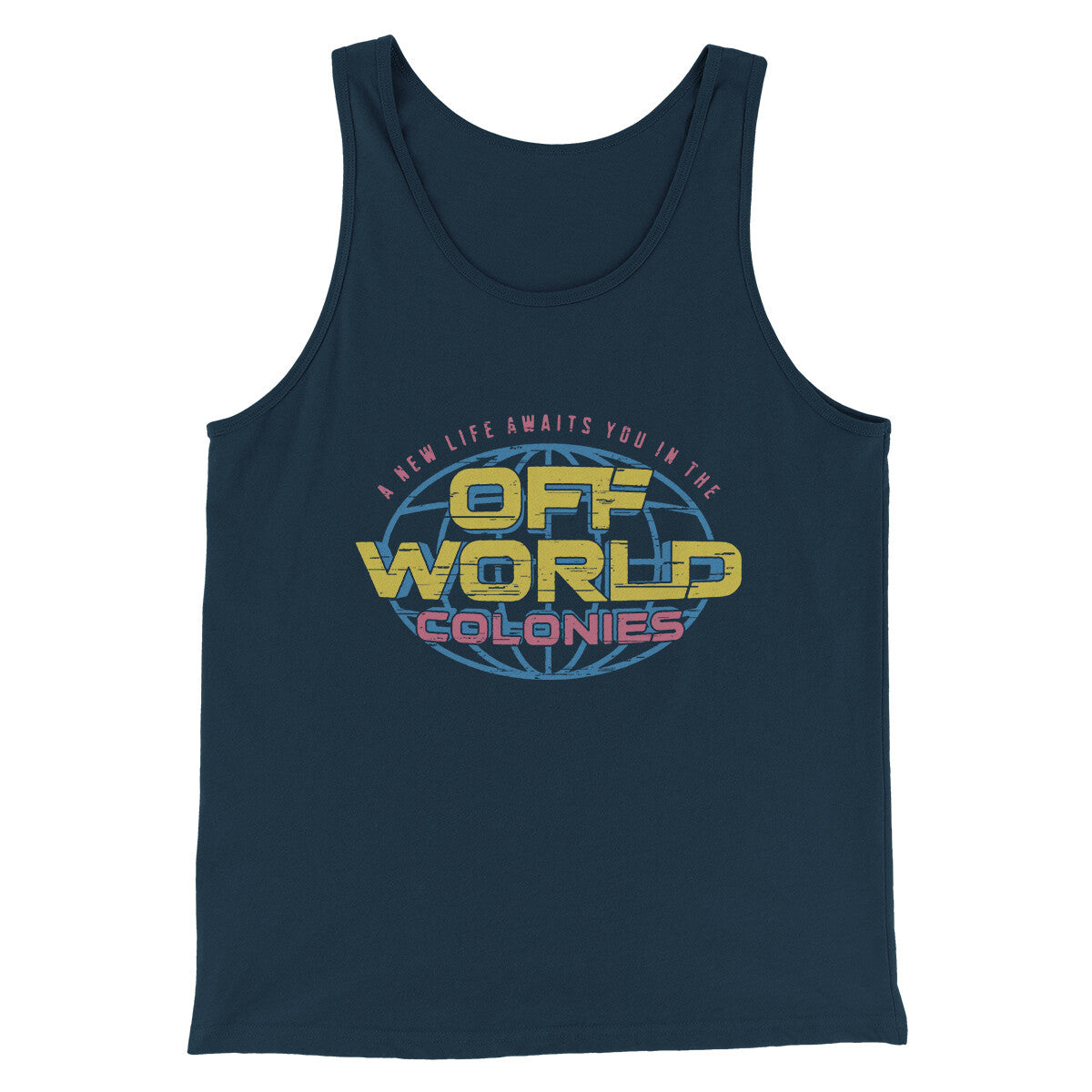 Off World Colonies Men/Unisex Tank Top Navy | Funny Shirt from Famous In Real Life