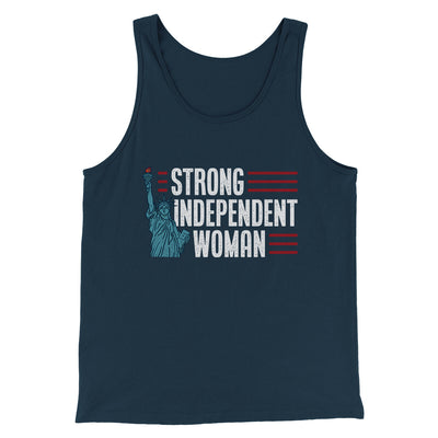 Strong Independent Woman Men/Unisex Tank Top Navy | Funny Shirt from Famous In Real Life