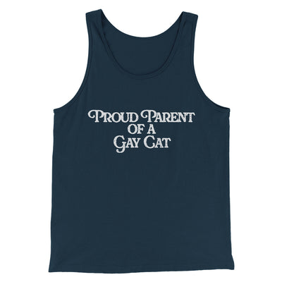 Proud Parent Of A Gay Cat Men/Unisex Tank Top Navy | Funny Shirt from Famous In Real Life