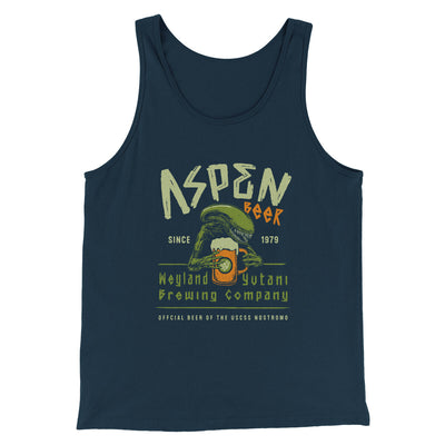 Aspen Beer Men/Unisex Tank Top Navy | Funny Shirt from Famous In Real Life