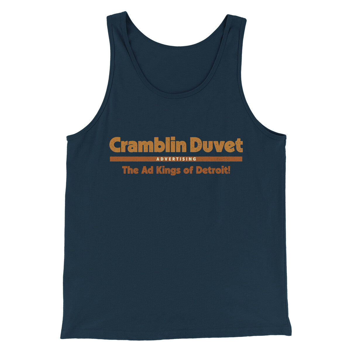 Cramblin Duvet Advertising Men/Unisex Tank Top Navy | Funny Shirt from Famous In Real Life
