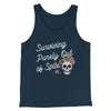 Surviving Purely On Spite Men/Unisex Tank Top Navy | Funny Shirt from Famous In Real Life