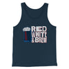 Red White And Brew Men/Unisex Tank Top Navy | Funny Shirt from Famous In Real Life