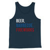 Beer, Barbecue, Fireworks Men/Unisex Tank Top Navy | Funny Shirt from Famous In Real Life