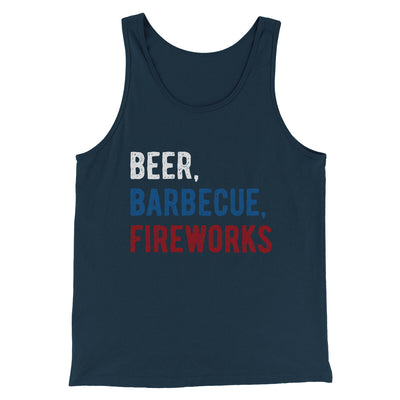 Beer, Barbecue, Fireworks Men/Unisex Tank Top Navy | Funny Shirt from Famous In Real Life