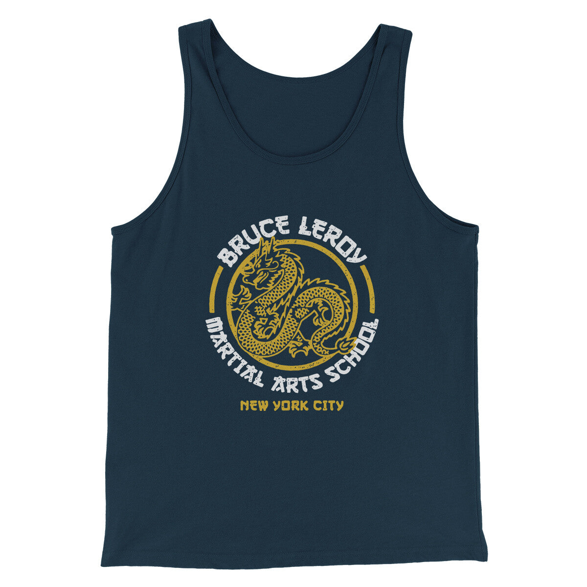 Bruce Leroy Martial Arts School Men/Unisex Tank Top Navy | Funny Shirt from Famous In Real Life
