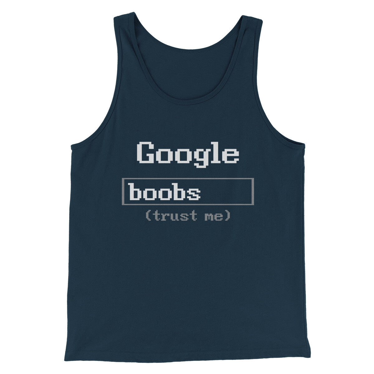 Google Boobs Trust Me Men/Unisex Tank Top Navy | Funny Shirt from Famous In Real Life