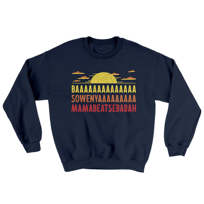 Baaasowenyaaamamabeatesbabah Ugly Sweater Navy | Funny Shirt from Famous In Real Life