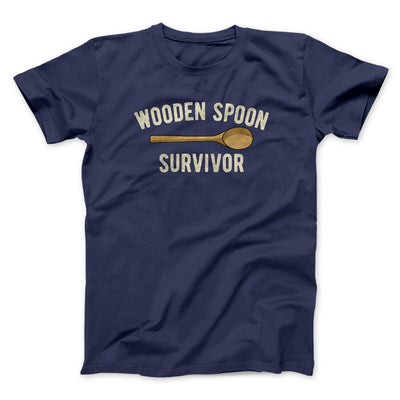 Wooden Spoon Survivor Men/Unisex T-Shirt Navy | Funny Shirt from Famous In Real Life