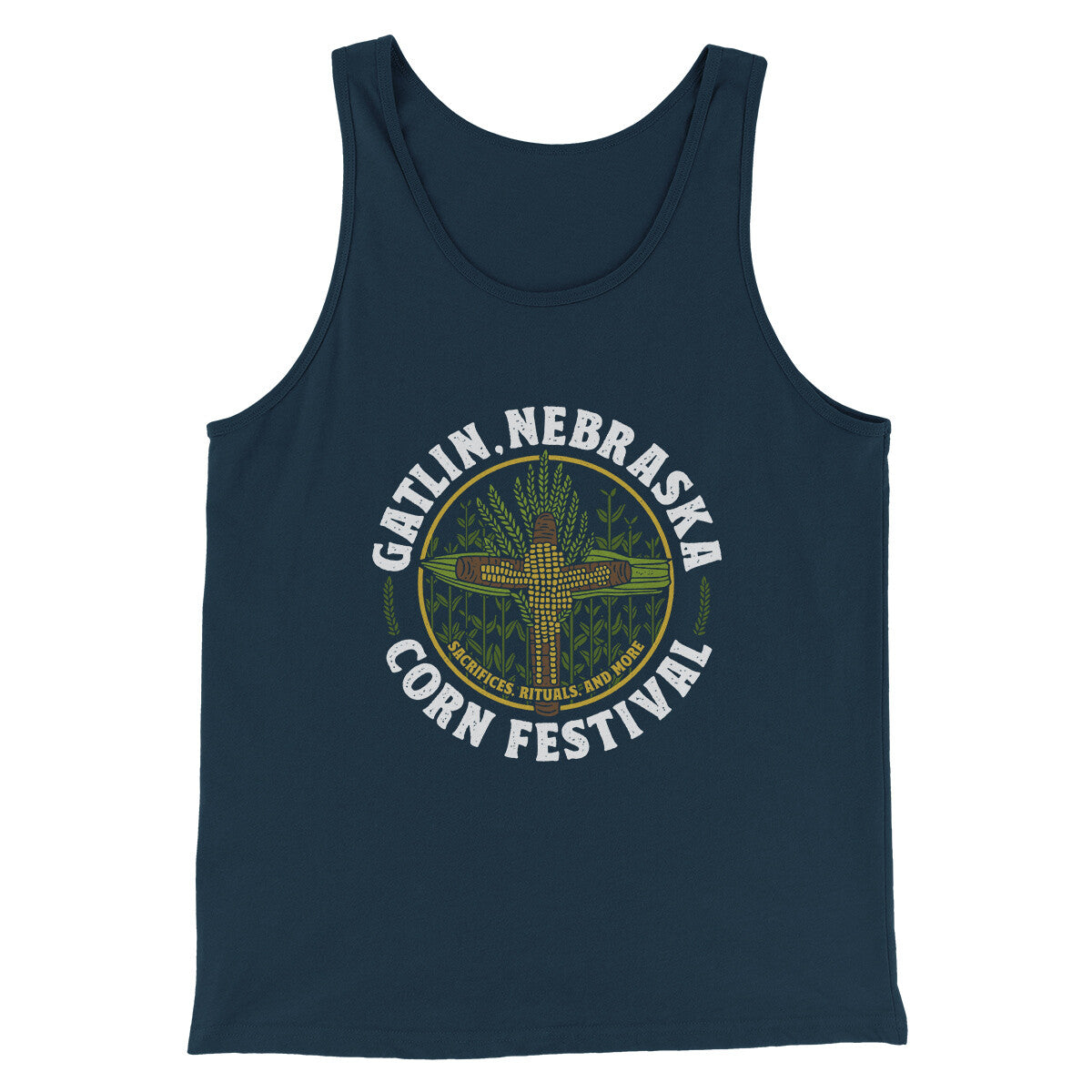 Gatlin Nebraska Corn Festival Funny Movie Men/Unisex Tank Top Navy | Funny Shirt from Famous In Real Life