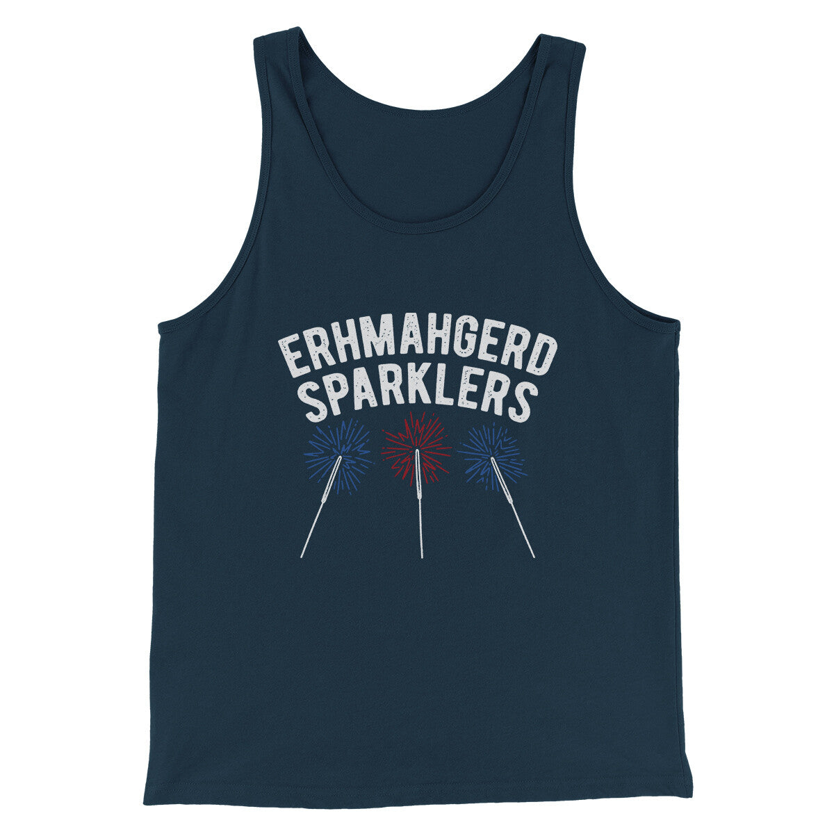 Erhmahgerd Sparklers Men/Unisex Tank Top Navy | Funny Shirt from Famous In Real Life