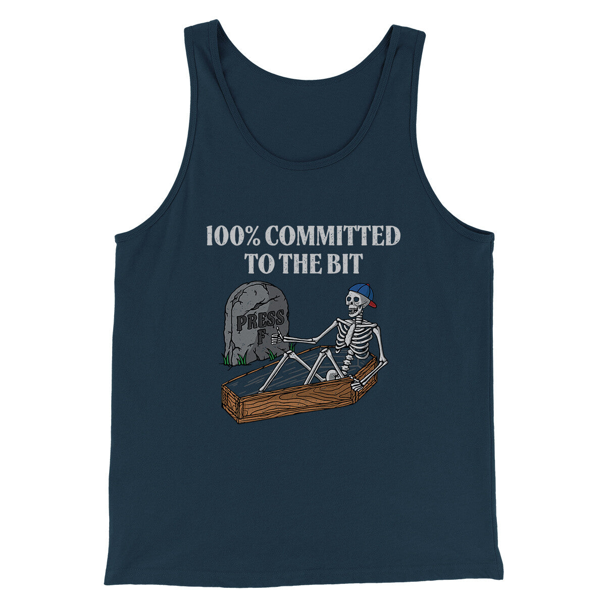 100 Percent Committed To The Bit Men/Unisex Tank Top Navy | Funny Shirt from Famous In Real Life