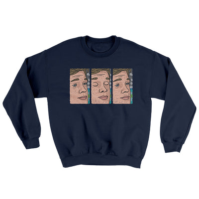 Blinking Guy Meme Ugly Sweater Navy | Funny Shirt from Famous In Real Life