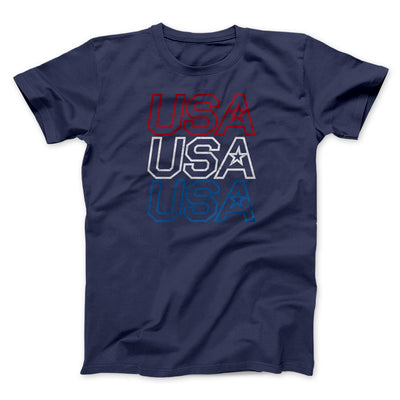 Usa Usa Usa Men/Unisex T-Shirt Navy | Funny Shirt from Famous In Real Life