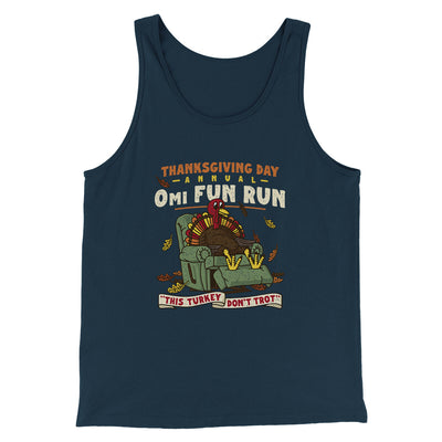 Thanksgiving Day Annual 0Mi Fun Run Funny Thanksgiving Men/Unisex Tank Top Navy | Funny Shirt from Famous In Real Life