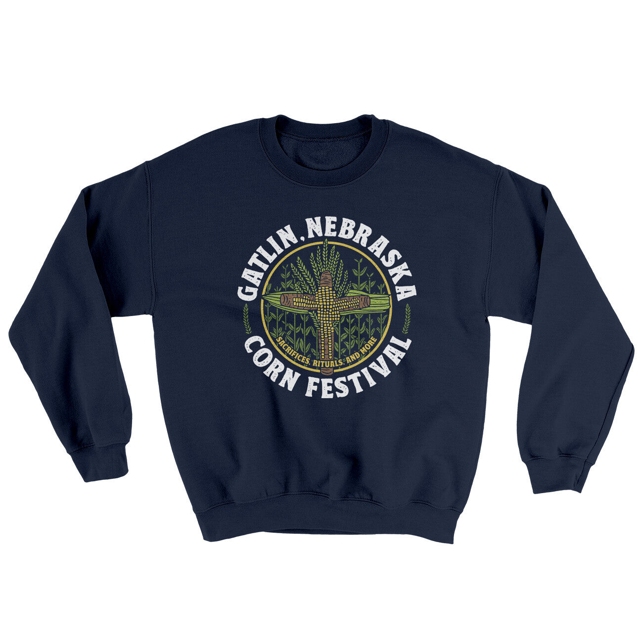 Gatlin Nebraska Corn Festival Ugly Sweater Navy | Funny Shirt from Famous In Real Life
