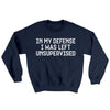 In My Defense I Was Left Unsupervised Ugly Sweater Navy | Funny Shirt from Famous In Real Life