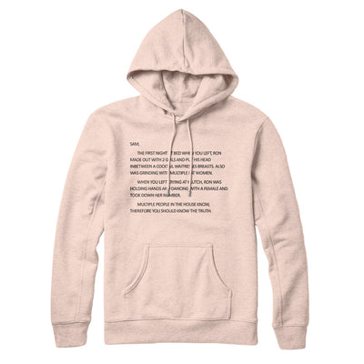 Letter To Sam Hoodie Pale Pink | Funny Shirt from Famous In Real Life