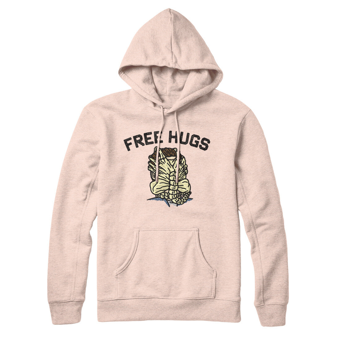 Free Hugs Facehugger Hoodie Pale Pink | Funny Shirt from Famous In Real Life