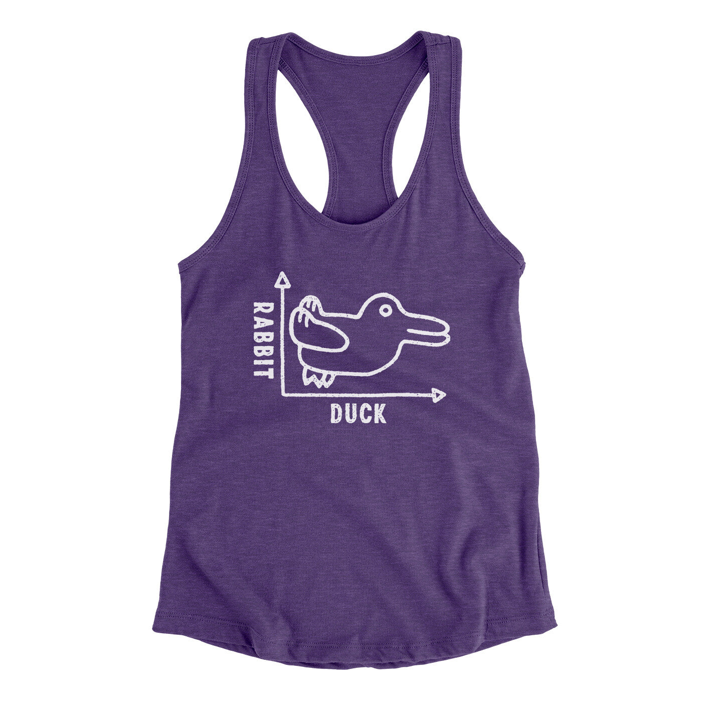 Rabbit Duck Graph Women's Racerback Tank Purple Rush | Funny Shirt from Famous In Real Life