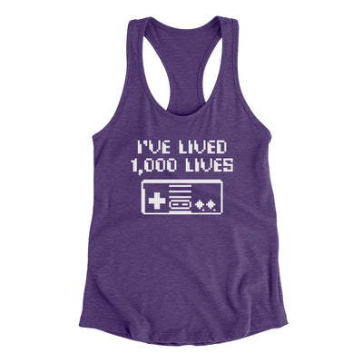 I’ve Lived 1000 Lives Women's Racerback Tank Purple Rush | Funny Shirt from Famous In Real Life