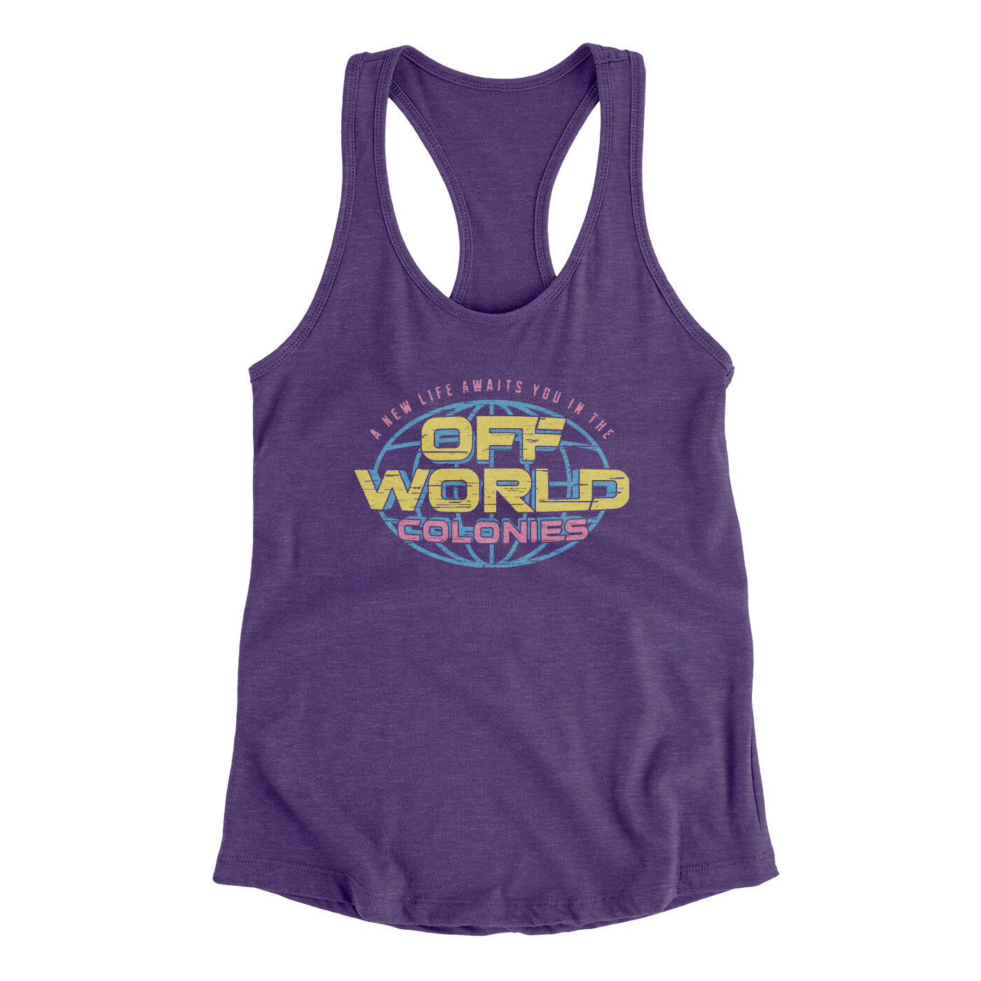 Off World Colonies Women's Racerback Tank Purple Rush | Funny Shirt from Famous In Real Life