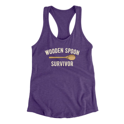 Wooden Spoon Survivor Women's Racerback Tank Purple Rush | Funny Shirt from Famous In Real Life