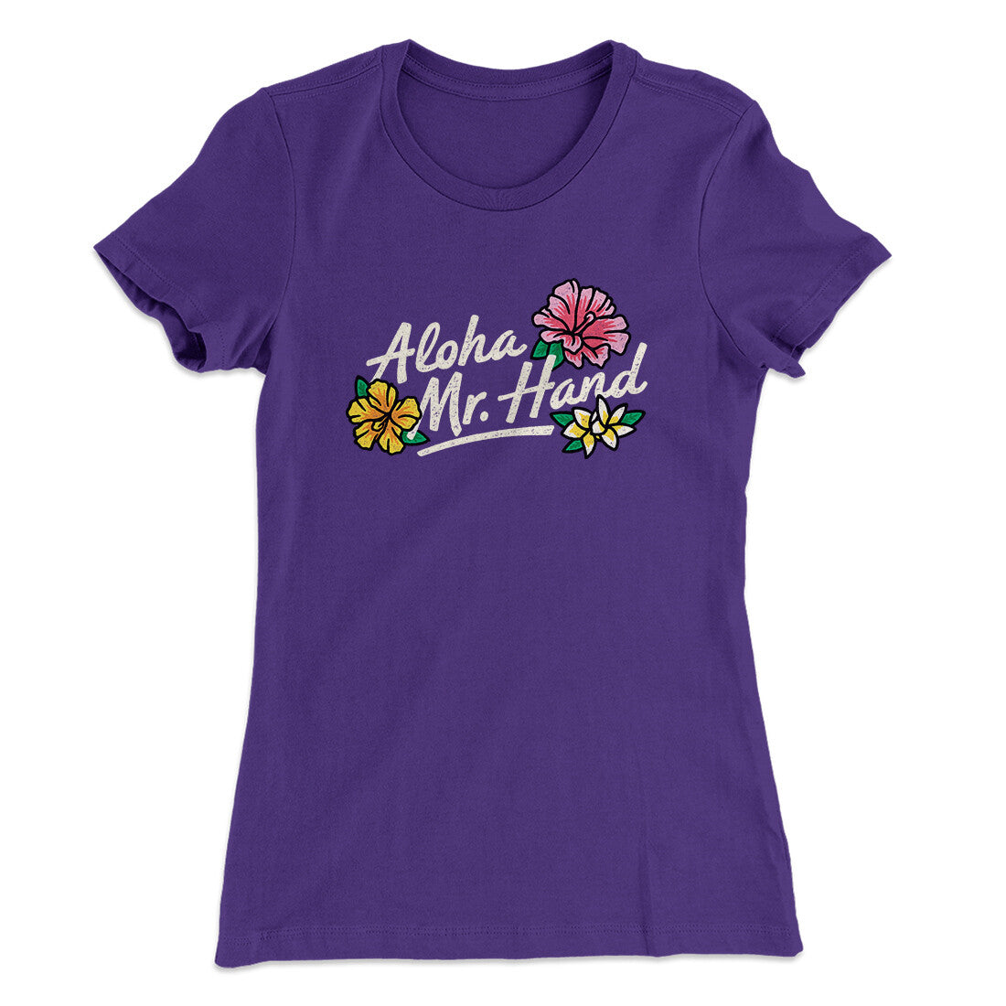 Aloha Mr. Hand Women's T-Shirt Purple Rush | Funny Shirt from Famous In Real Life