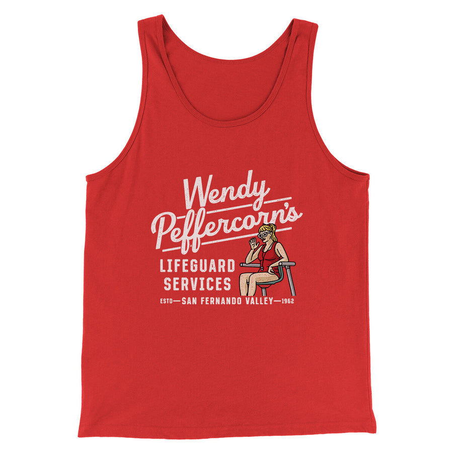 Wendy Peffercorn’s Lifeguard Services Men/Unisex Tank Top Red | Funny Shirt from Famous In Real Life
