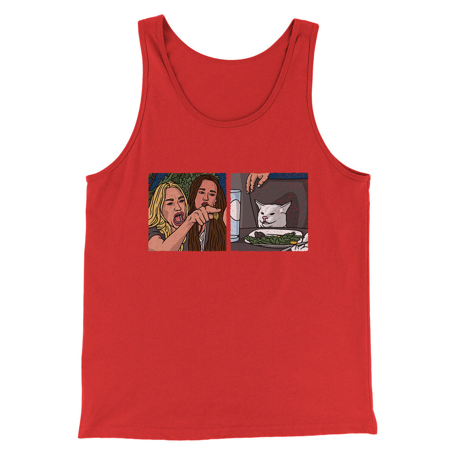Woman Yelling At A Cat Meme Funny Men/Unisex Tank Top | Funny Shirt from Famous In Real Life