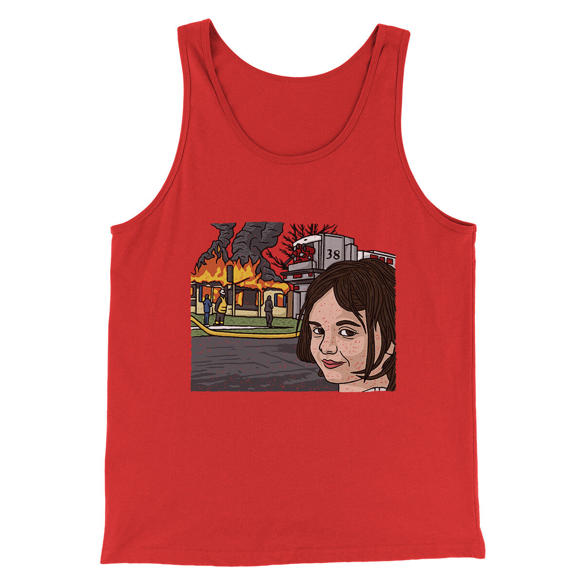 Disaster Girl Meme Funny Men/Unisex Tank Top | Funny Shirt from Famous In Real Life