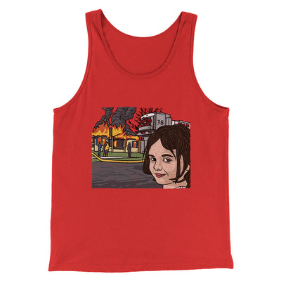 Disaster Girl Meme Funny Men/Unisex Tank Top Red | Funny Shirt from Famous In Real Life