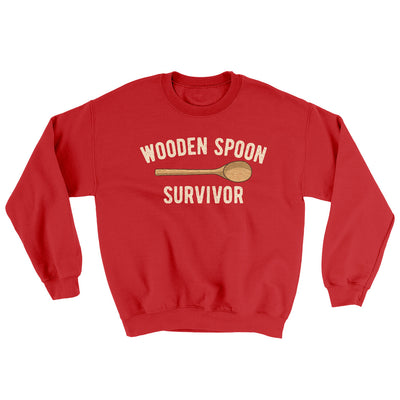Wooden Spoon Survivor Ugly Sweater Red | Funny Shirt from Famous In Real Life