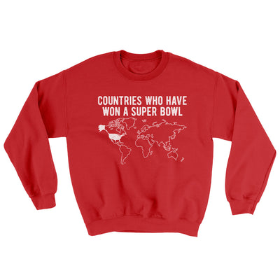 Countries Who Have Won A Super Bowl Ugly Sweater Red | Funny Shirt from Famous In Real Life
