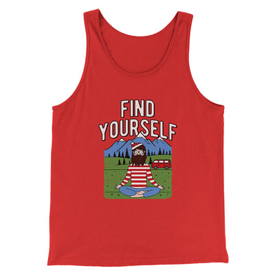 Find Yourself Men/Unisex Tank Top Red | Funny Shirt from Famous In Real Life