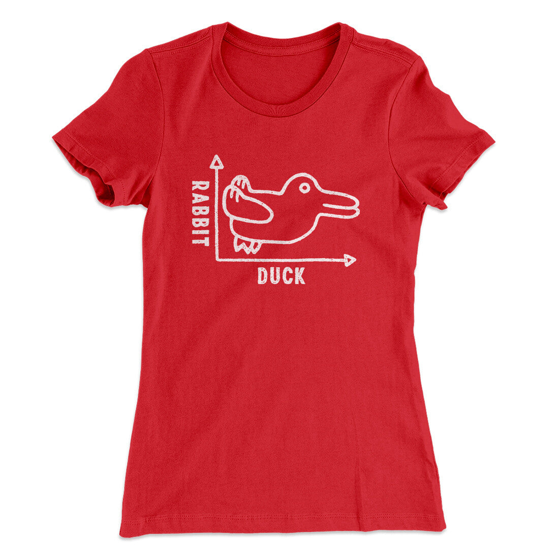 Rabbit Duck Graph Women's T-Shirt Red | Funny Shirt from Famous In Real Life