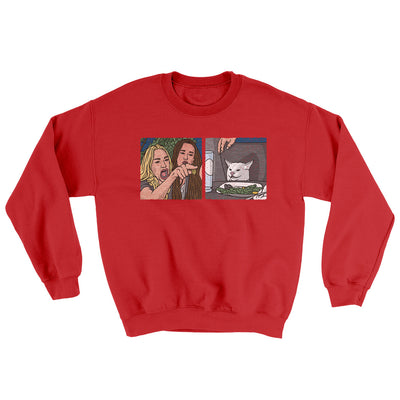 Woman Yelling At A Cat Meme Ugly Sweater Red | Funny Shirt from Famous In Real Life
