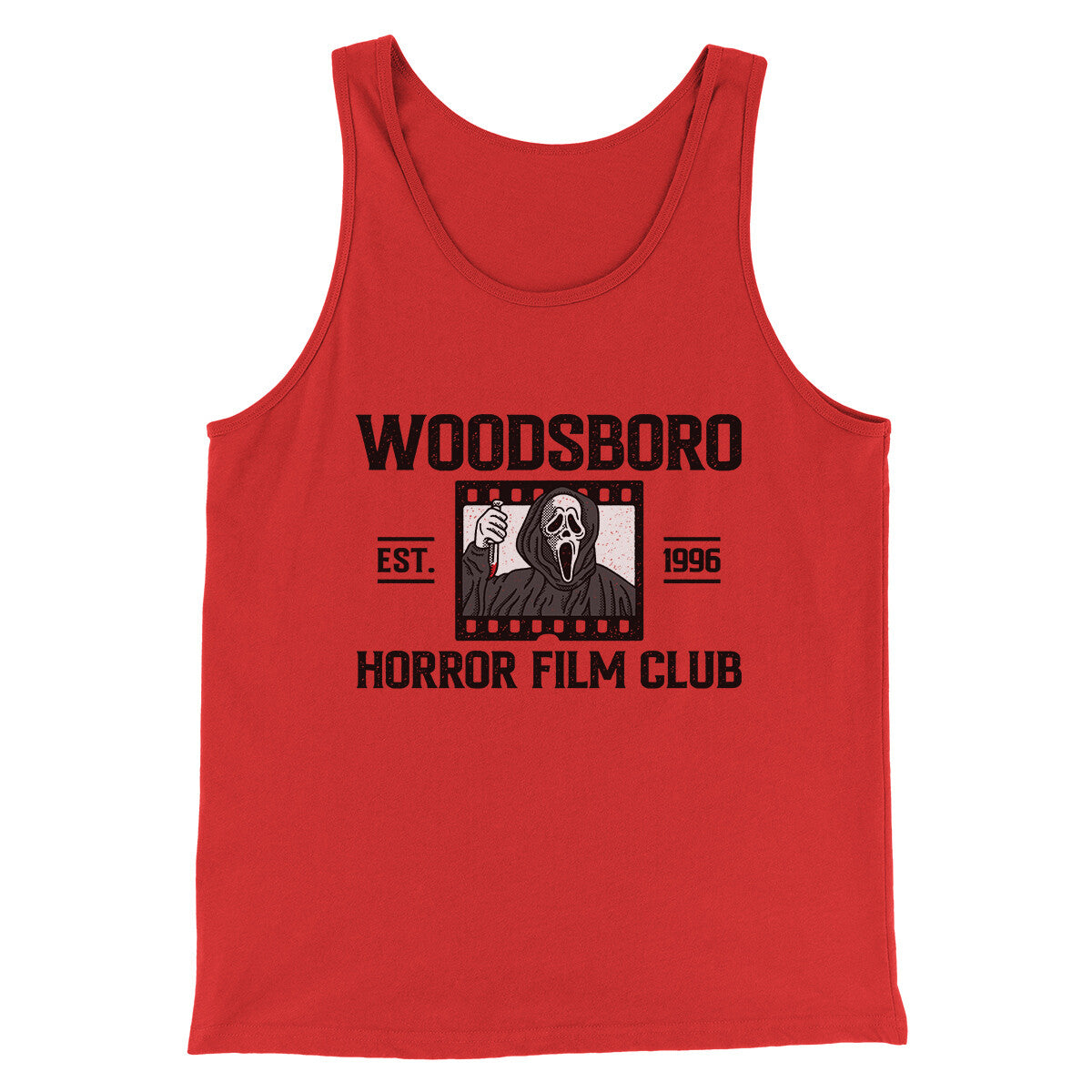 Woodsboro Horror Film Club Funny Movie Men/Unisex Tank Top Red | Funny Shirt from Famous In Real Life